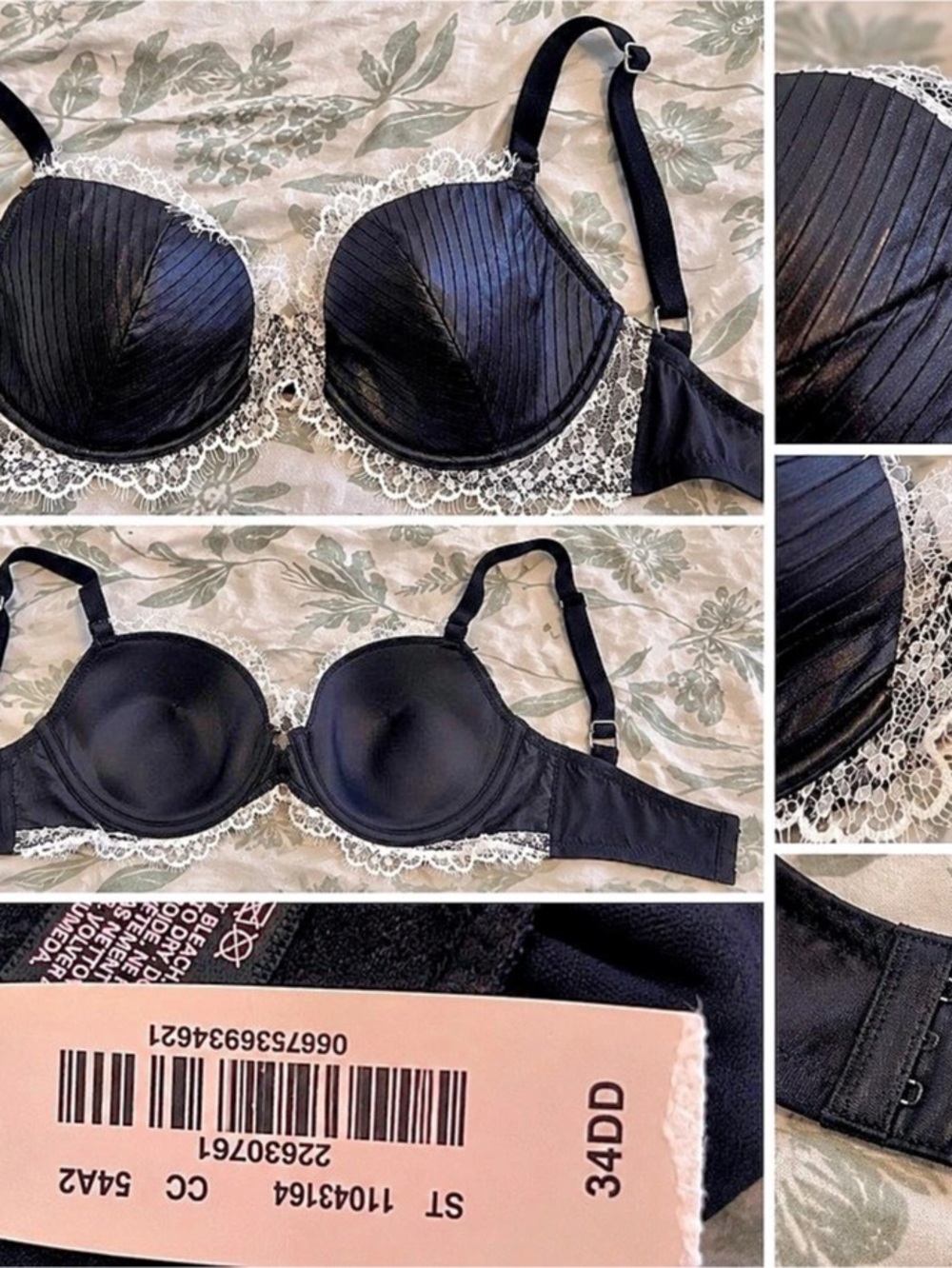 Victoria's Secret Body by Victoria Unlined Demi Bra Black 34DD